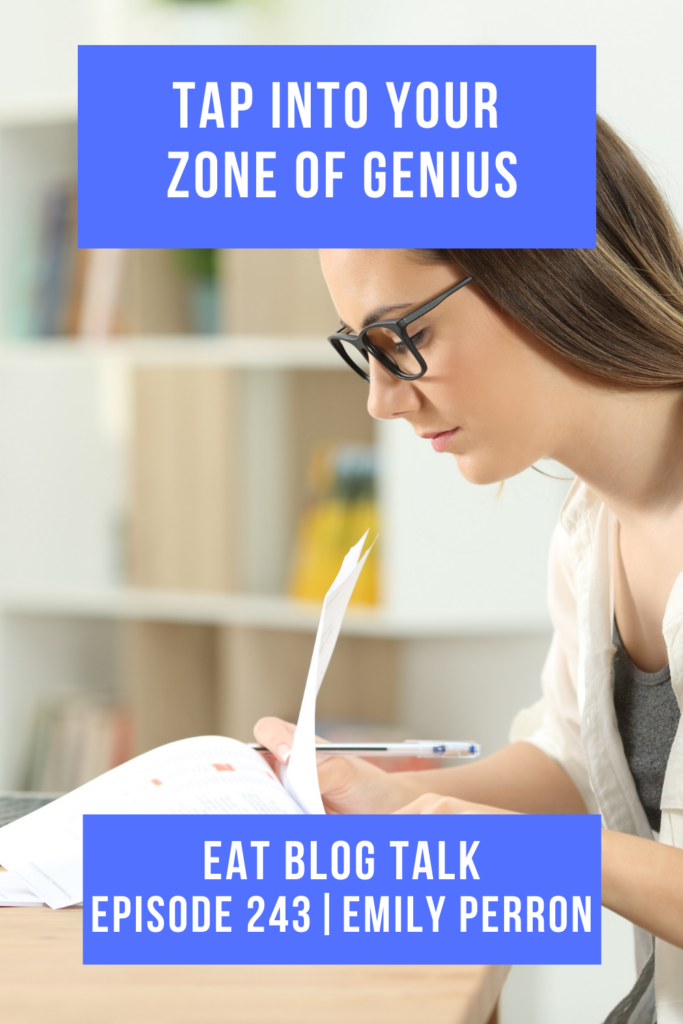 Pinterest image for episode 243 tap into your zone of genius with emily perron. 