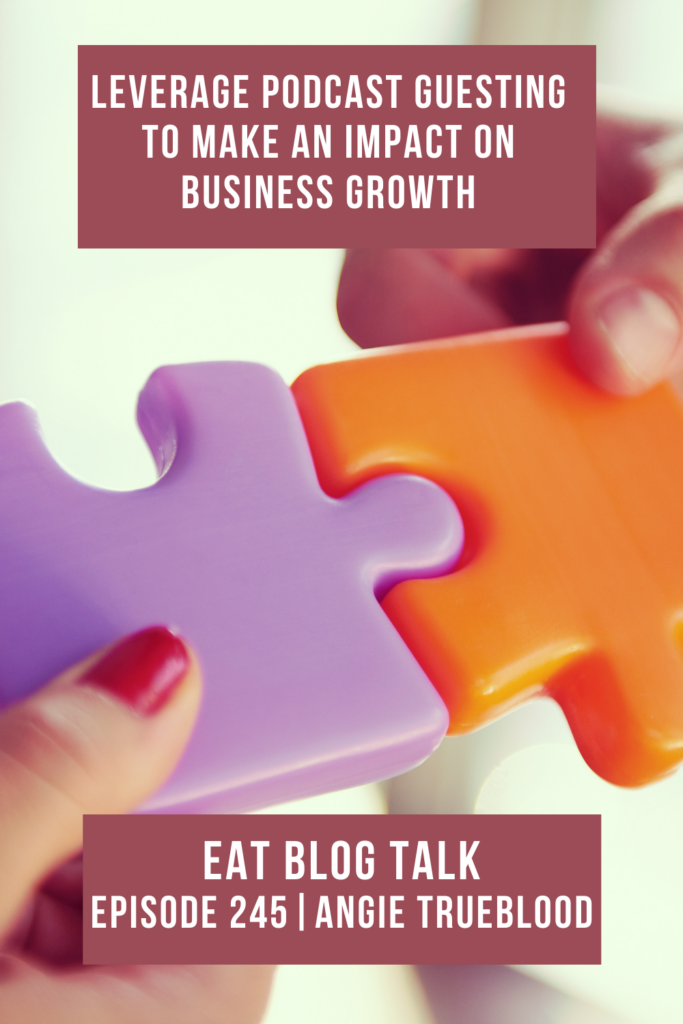 Pinterest image for episode 245 leverage podcast guesting to make an impact on business growth. 